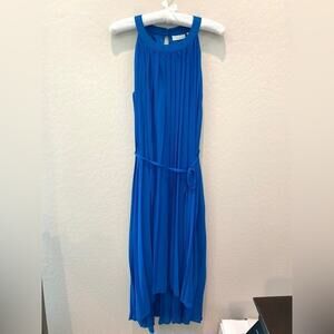 NEW YORK & COMPANY | Electric Blue High Low Sleeveless Dress Belted Pleated | XS